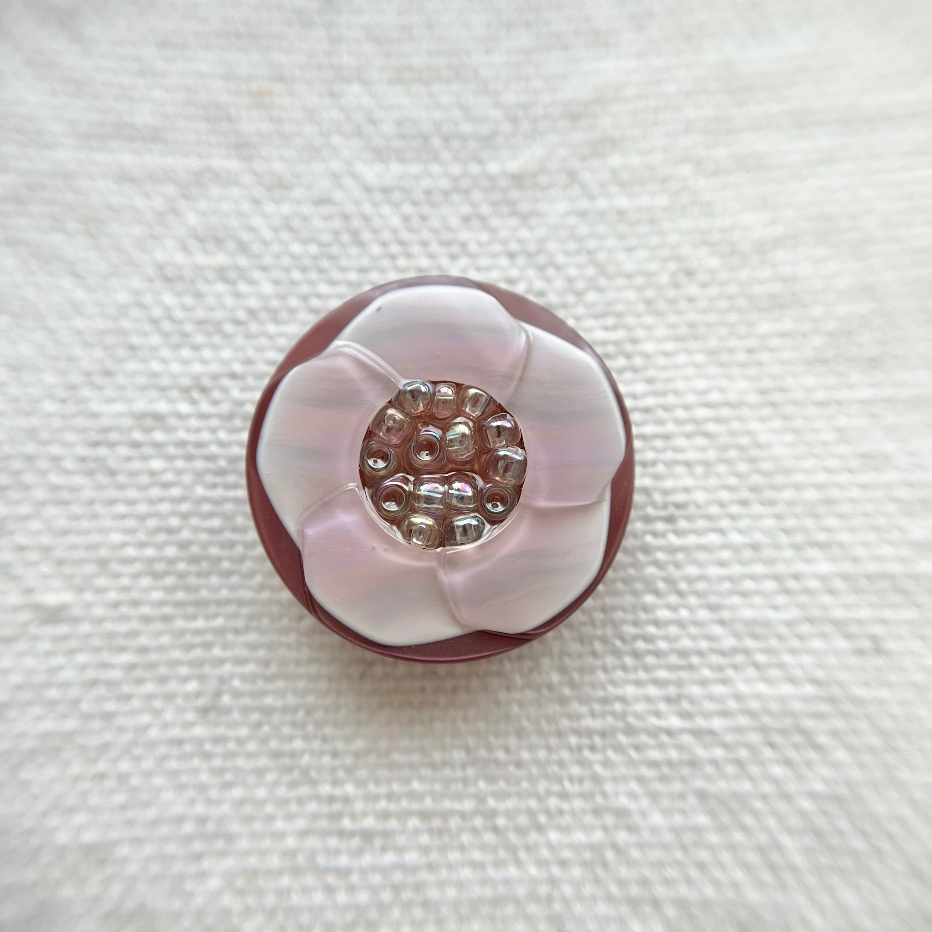 オーロラビーズ×パープルマーブルフラワー 20㎜