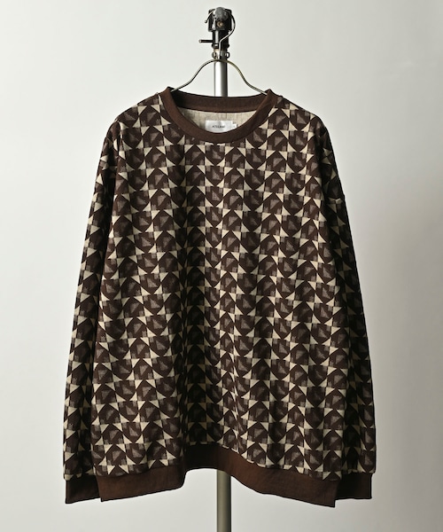 ATELANE Geometric jacquard crew neck (BRN) 24A-14020