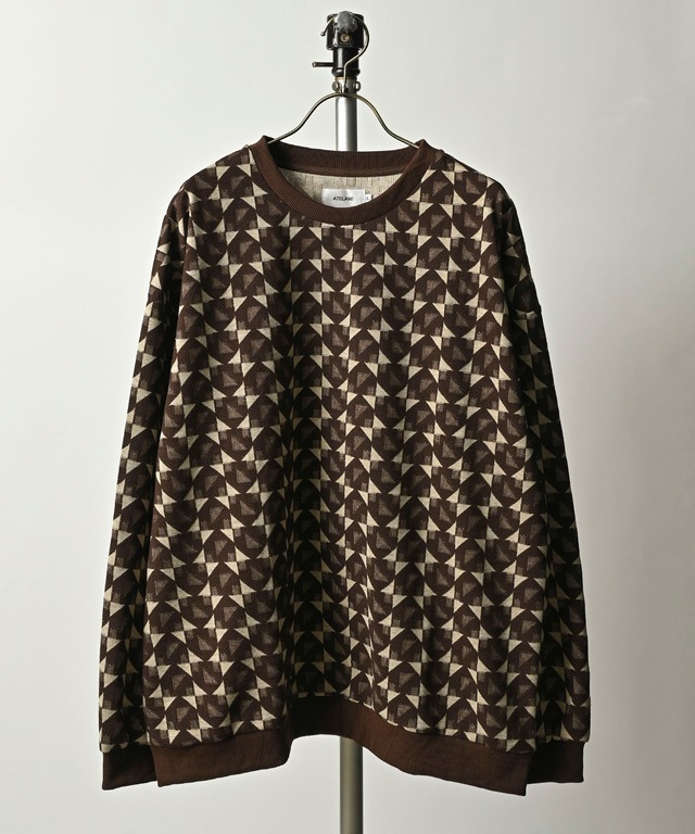 ATELANE Loose silhouette whole pattern punch crew neck (leopard) 20Ａ-24132