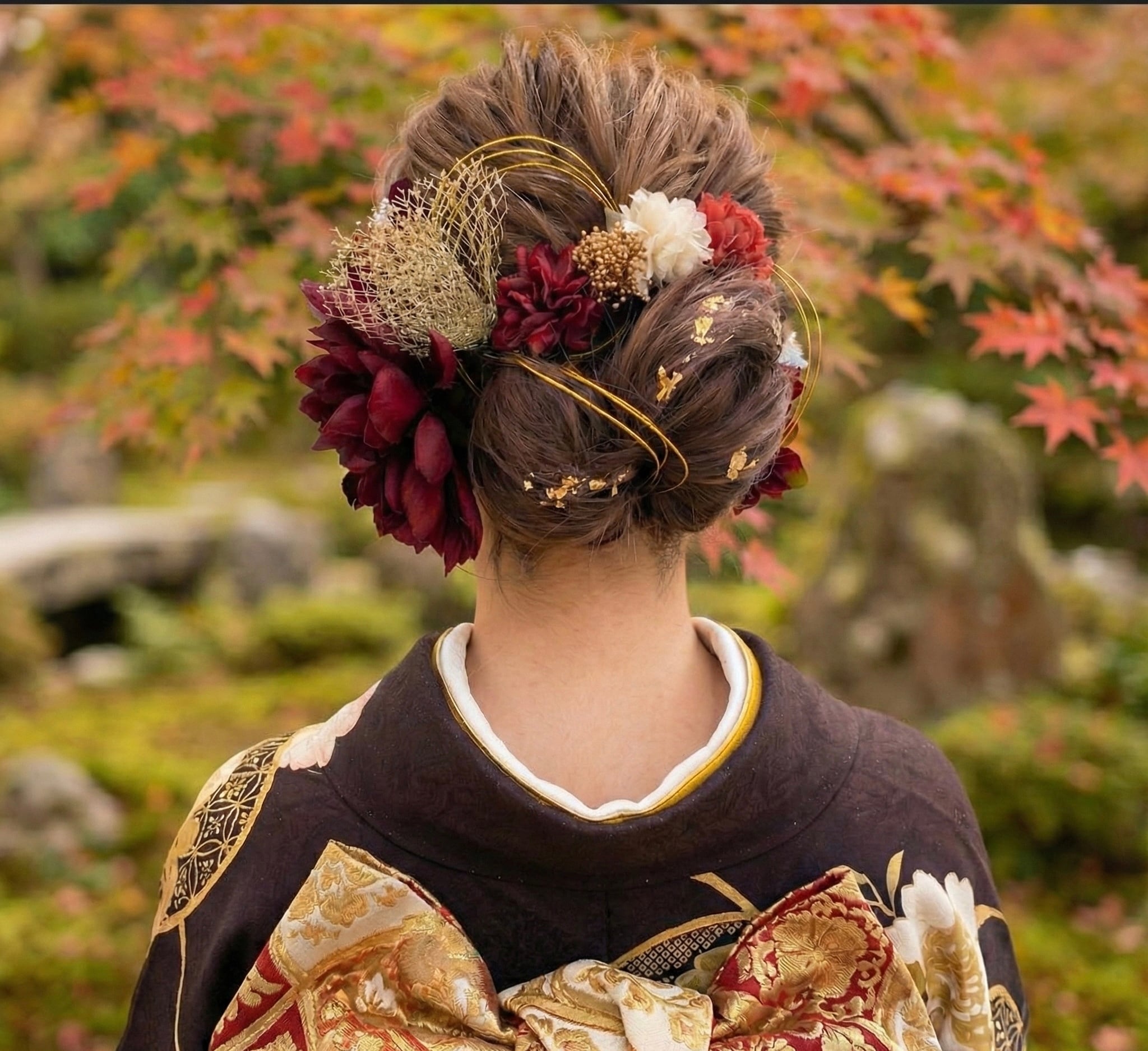 ワインレッドダリア髪飾り 成人式 振袖 卒業式 袴 結婚式