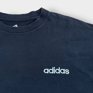 【adidas】ワンポイント 刺繍ロゴ ロンT ロングTシャツ 長袖Tシャツ X-LARGE ビッグサイズ 黒 アディダス US古着