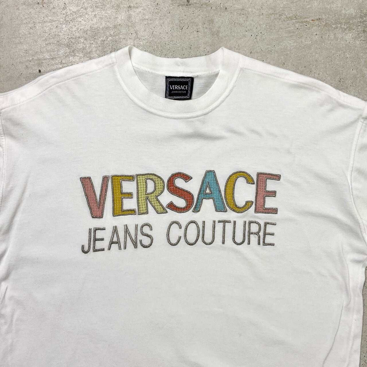 90年代 イタリア製 VERSACE JEANS COUTURE ヴェルサーチ ロゴ刺繍 T