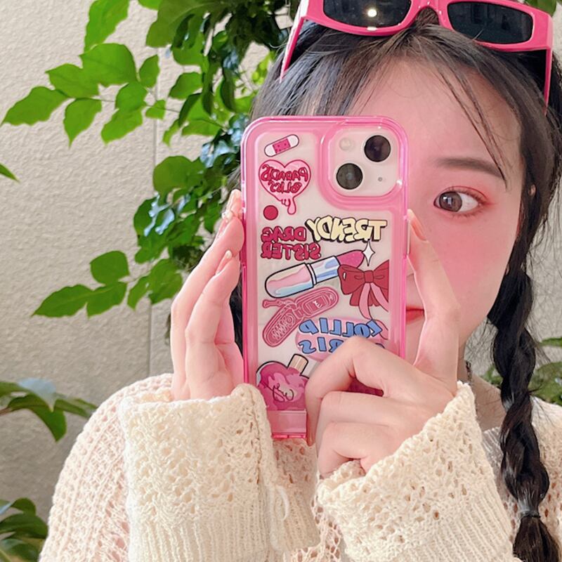 レトロ ポップ な気分 ピンク スマホケース Iphoneケース イラスト ファンシー 可愛い 今っぽレトロ 韓国 スマホグッズ プチプラ キッチュ 学生 Lamitte Deco トレンド 韓国ファッション ショップ Base店
