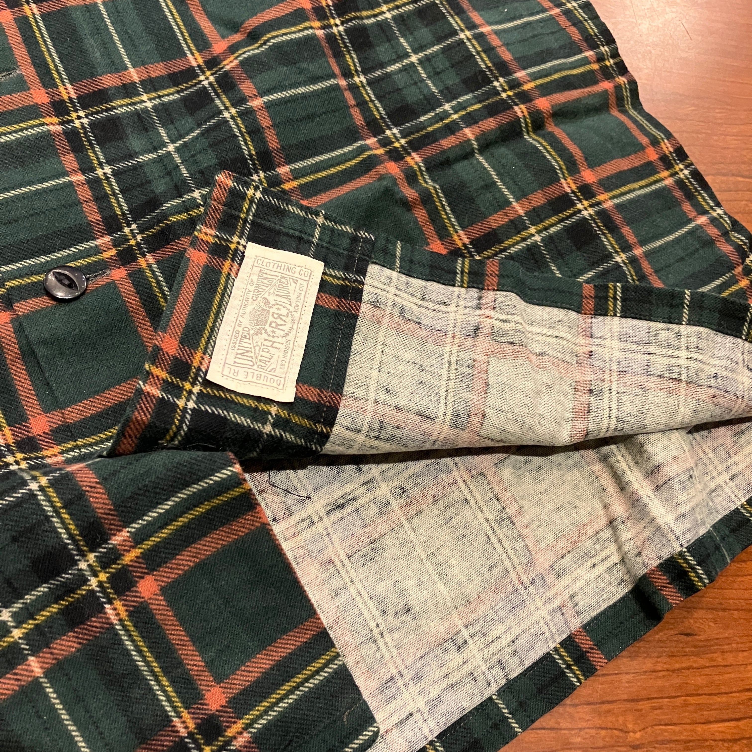 RRL PRINT FLANNEL OPENCOLLAR CHECK SHIRT GREEN | safarionline