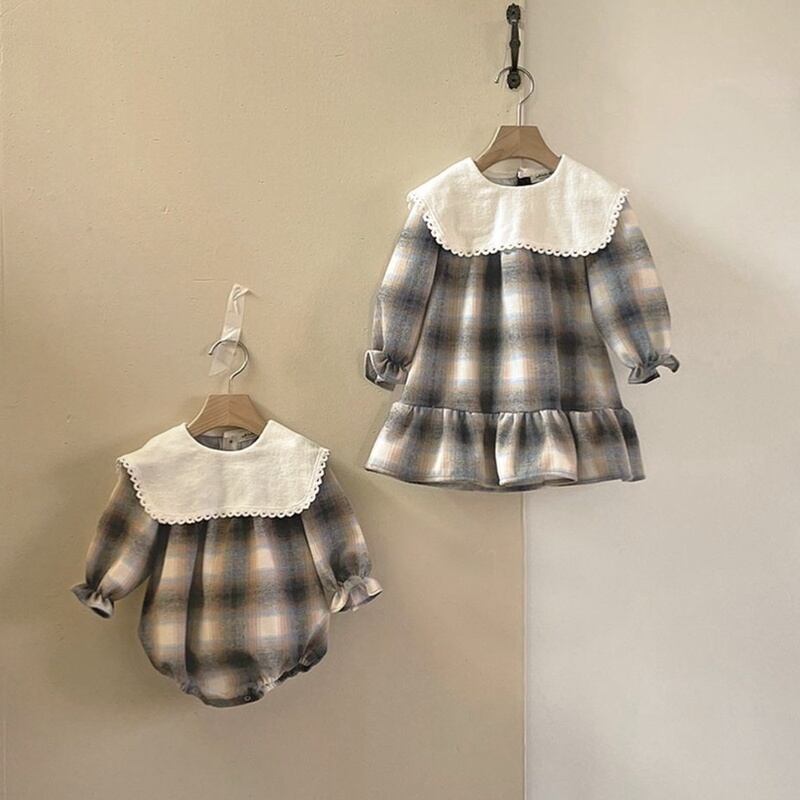 【BABY】2024新作 レトロチェックロンパース