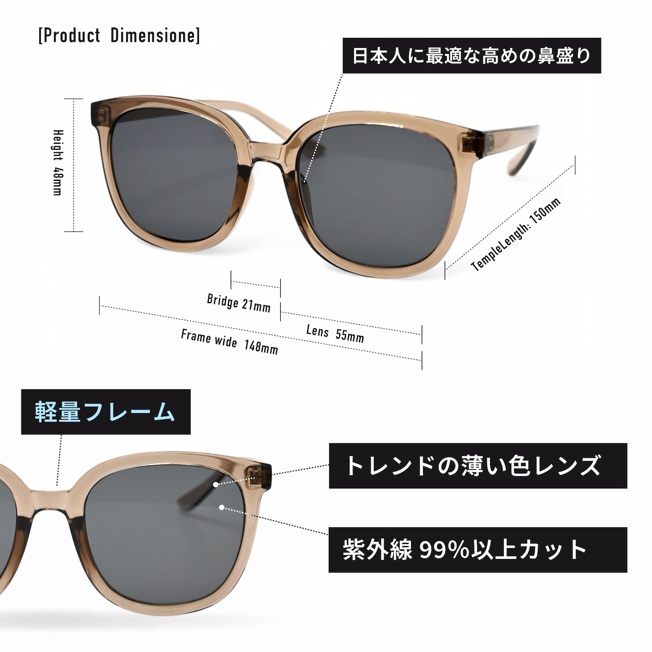 #AIRGRAM / GOLF&CITY サングラス /(形:ビッグシェイプ 色:ブラウン レンズ:グレー) / TPGC-9259-2