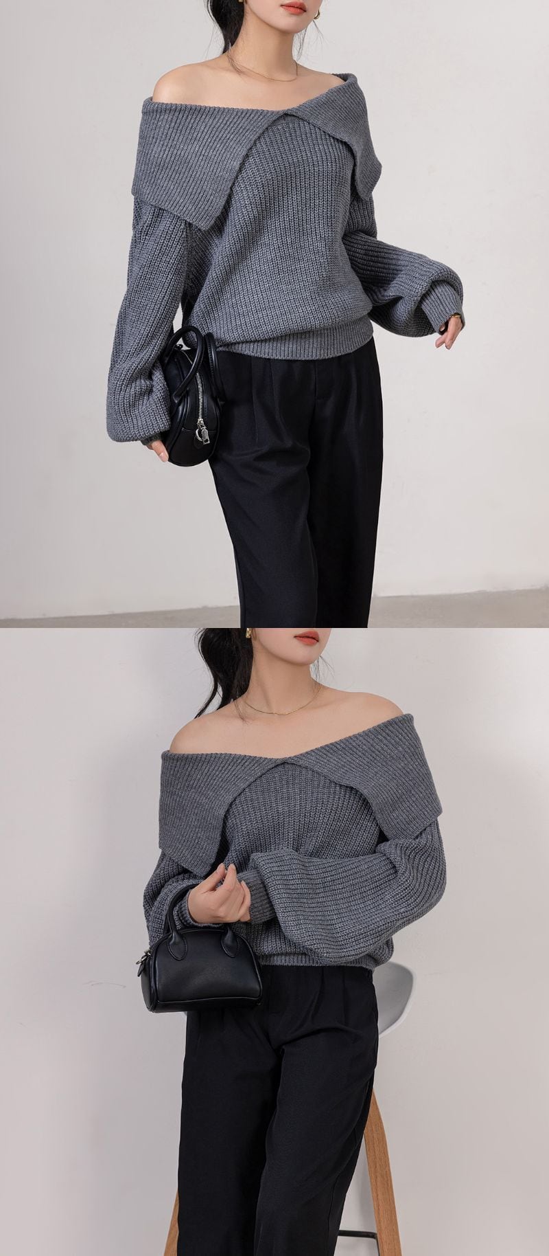 宅配便】ビッグカラー オフショルニット／tops2154 | DAY CLOSET