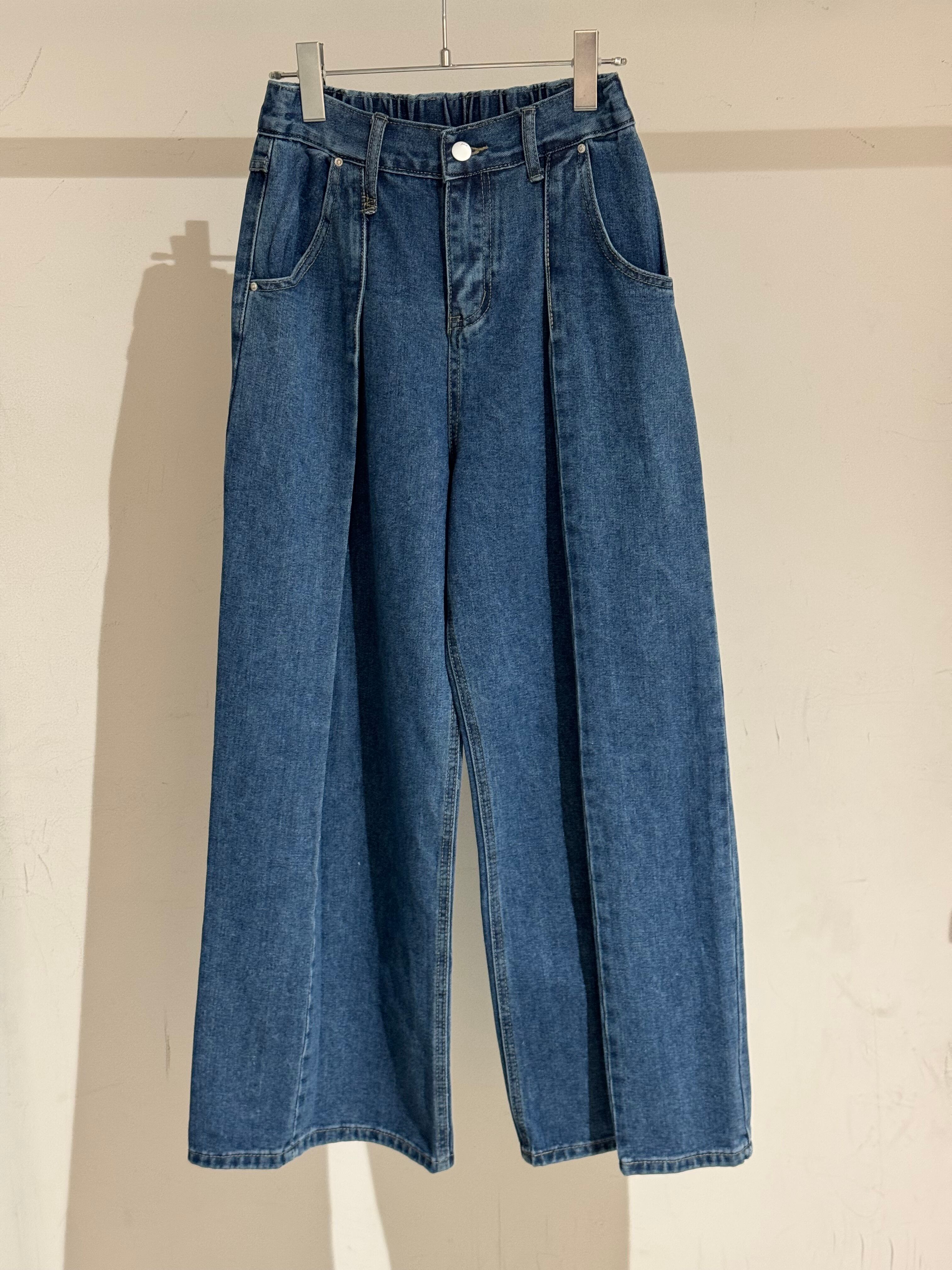 tuck wide denim pants