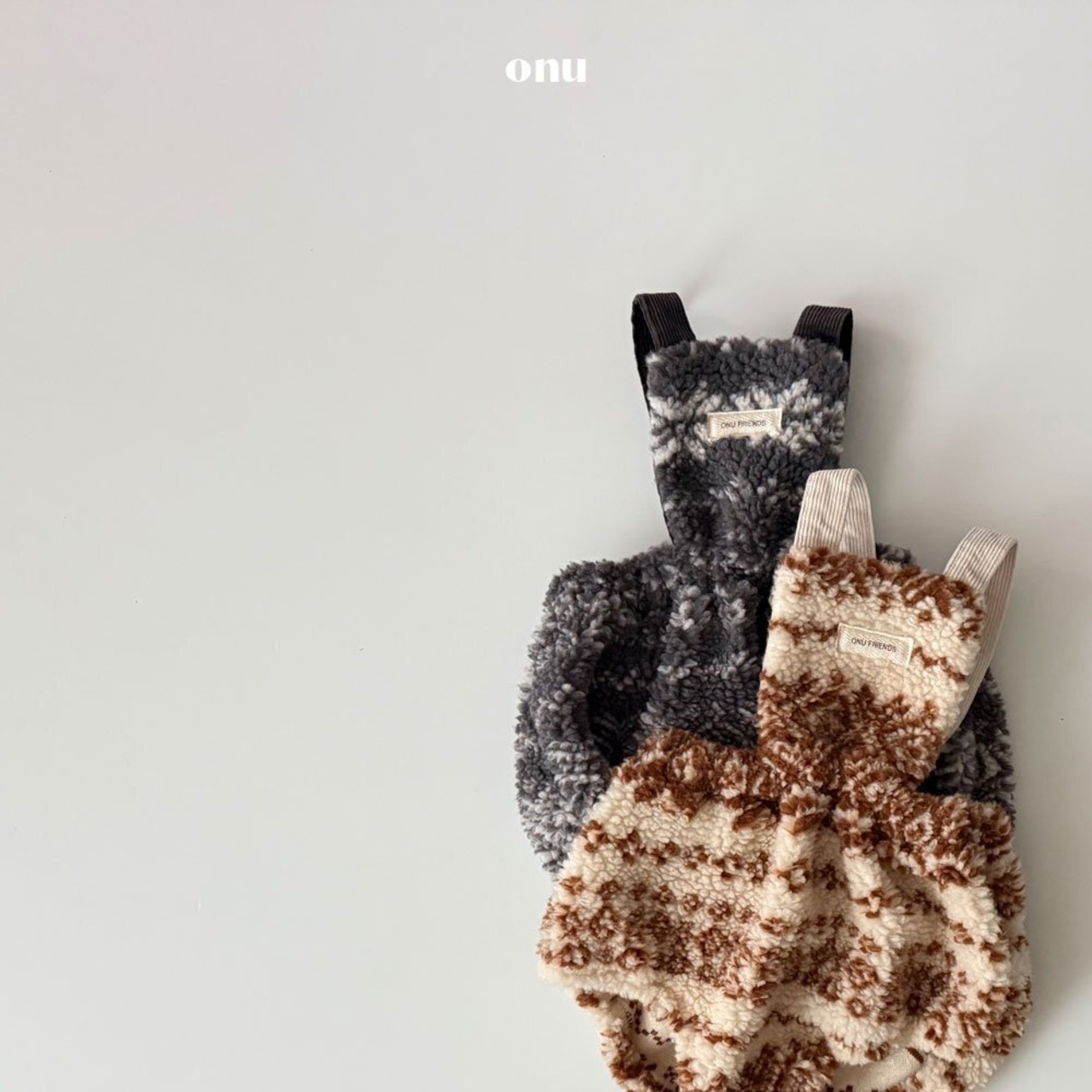 【即納】【ONU】ボアジャガードブルマロンパース グレー 12M（約80cm）2025 WINTER 韓国子供服 - 3