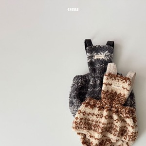 【即納】【ONU】ボアジャガードブルマロンパース グレー 12M（約80cm）2025 WINTER 韓国子供服