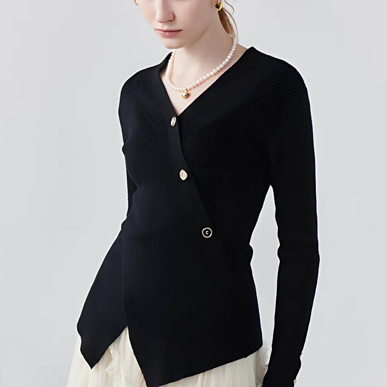 Asymmetrical Knit Pullover F0239
