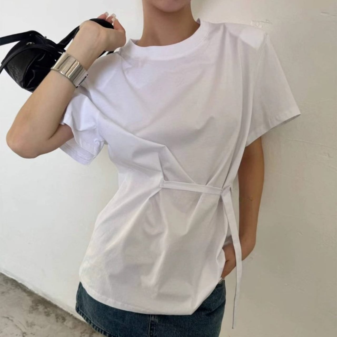 Belted Asymmetrical T-shirt 01318