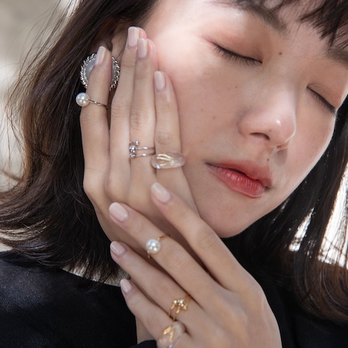 SET RING || 【通常商品】SHIORI TAKESUE / SILVER MINI ROUND SHAPED CLEAR RING SET || 3 RINS || SILVER || CRSS0409N