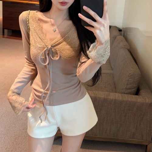 レースデザインリボントップス ・13266