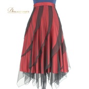 社交ダンス 衣装 スタンダード スカート レッスンウェア 女性用 レディース オールシーズン 赤 黒 SEKINE セキネ ブラック系 レッド系 レース 大人かわいい バイカラー 日本製 ファスナー ポリエステル 伸縮性 有り 7号 スカート丈 約79.5cm