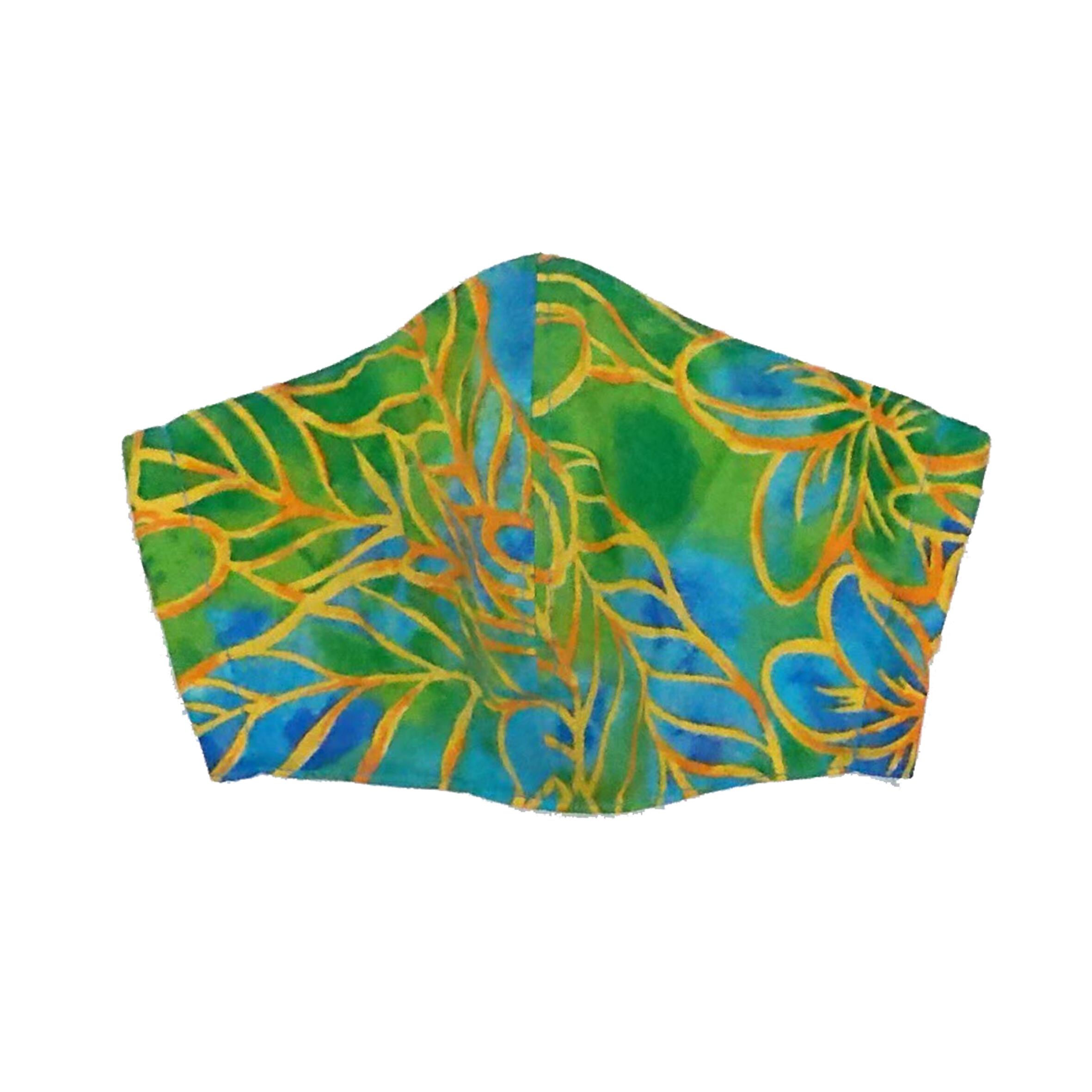 ハワイアン布マスクm150タイダイプルメリアグリーンミックス