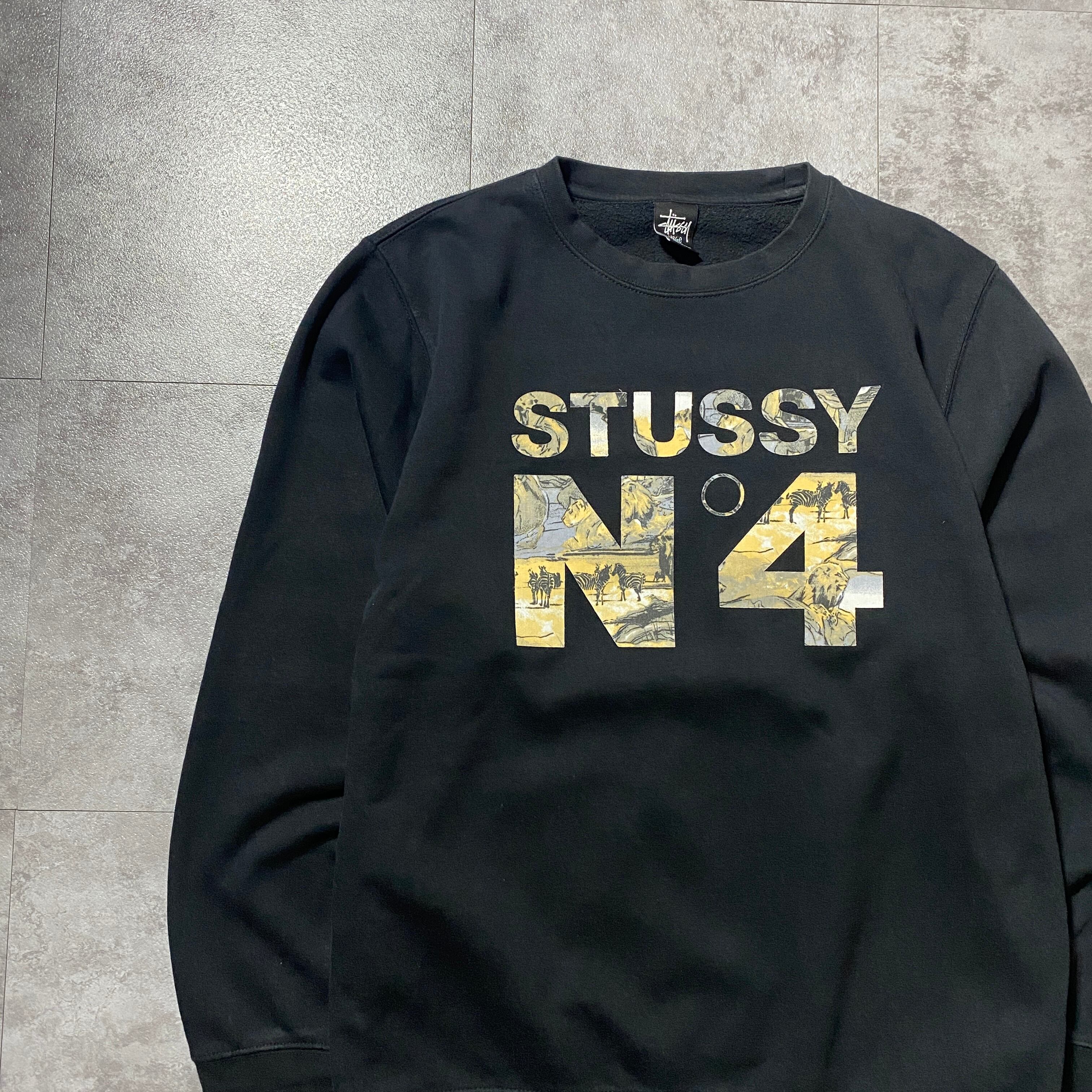 stussy ステューシー N°4 プリントロゴ ブラック 黒 スウェット stussy ステューシー N°4 プリントロゴ ブラック 黒 スウェット