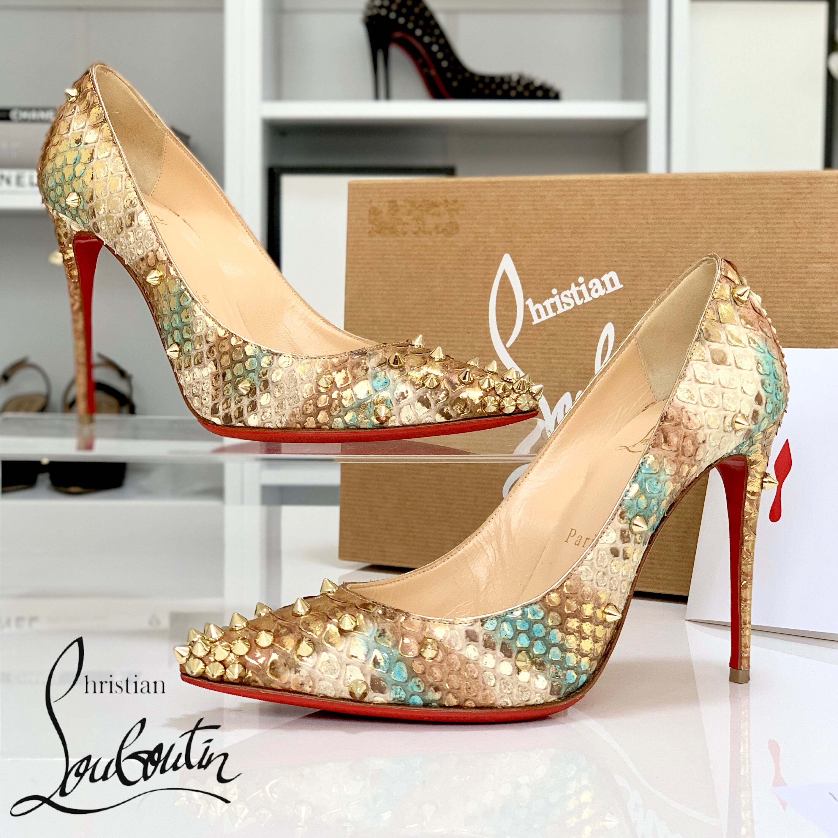 極美品】Louboutin サンダル ハイヒール パイソン レッドソール culto.pro