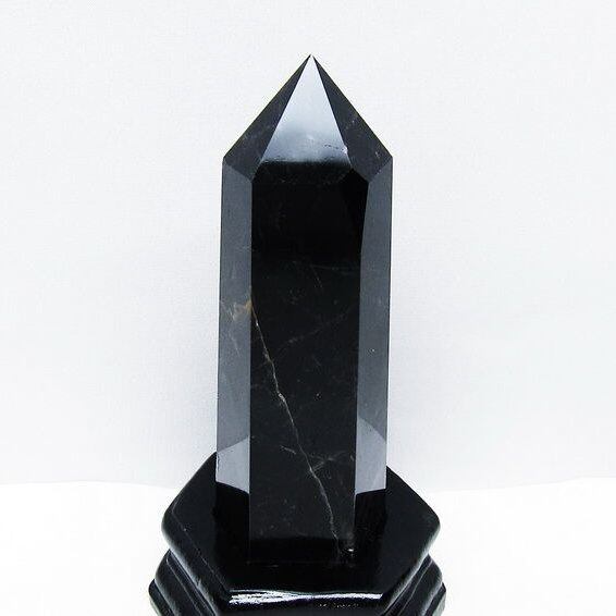 モリオン 黒水晶 六角柱 台座付属 一点物 152-4036