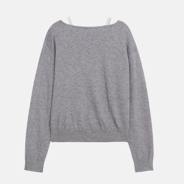 faux two-piece knit pullover　J00496