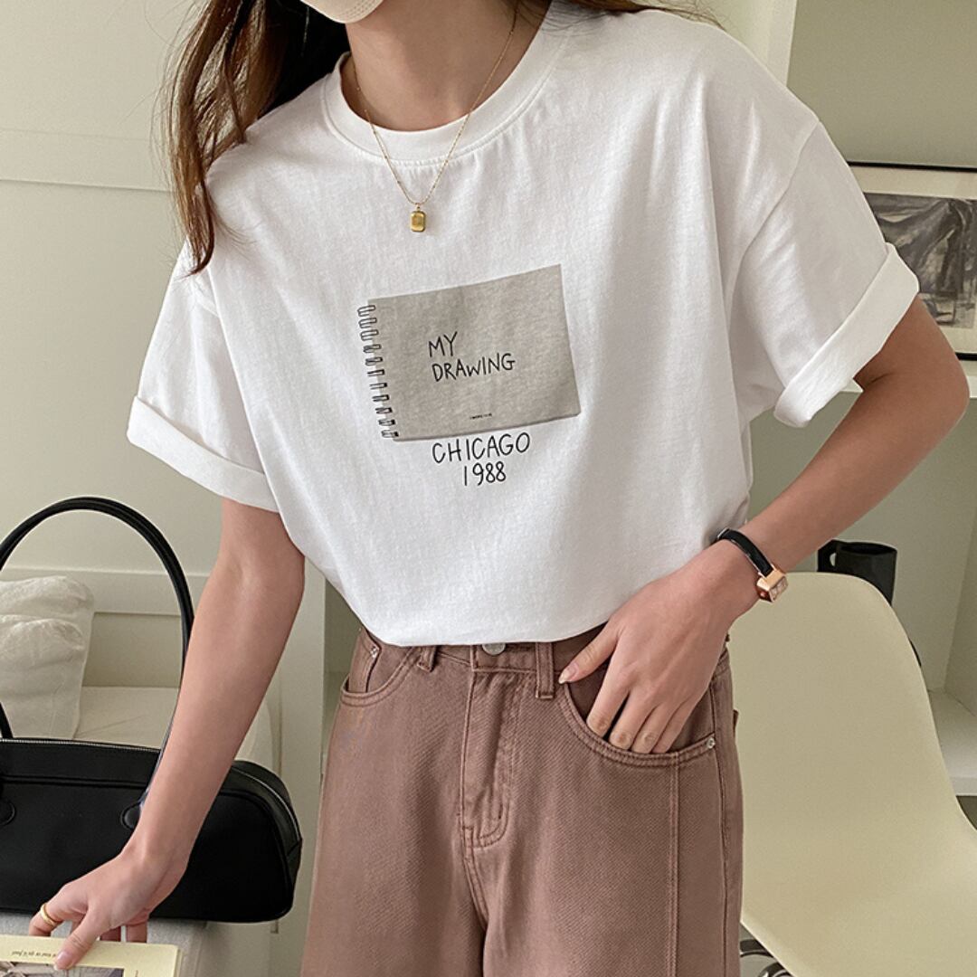 three percent chicago notepad print short sleeve t shirt