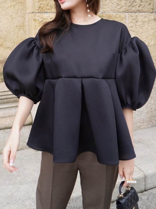 【予約】macaron blouse "silky" / black (4月下旬発送予定)