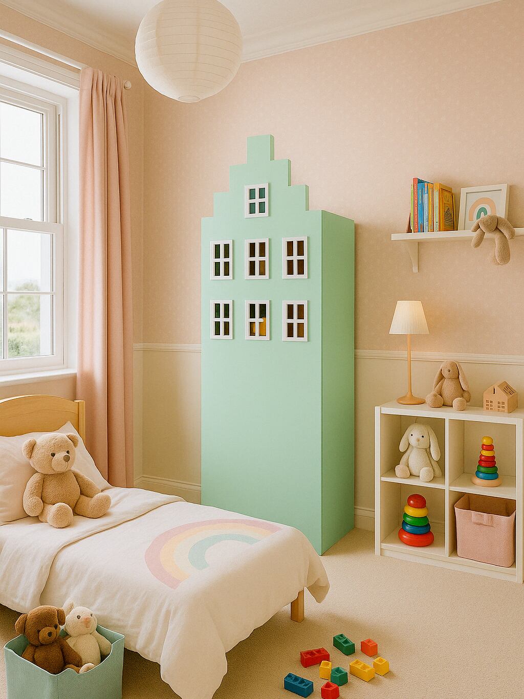 おしゃれな子供部屋タンス ビル型シェルフW600×H1700 オーダーメイド海外インテリア