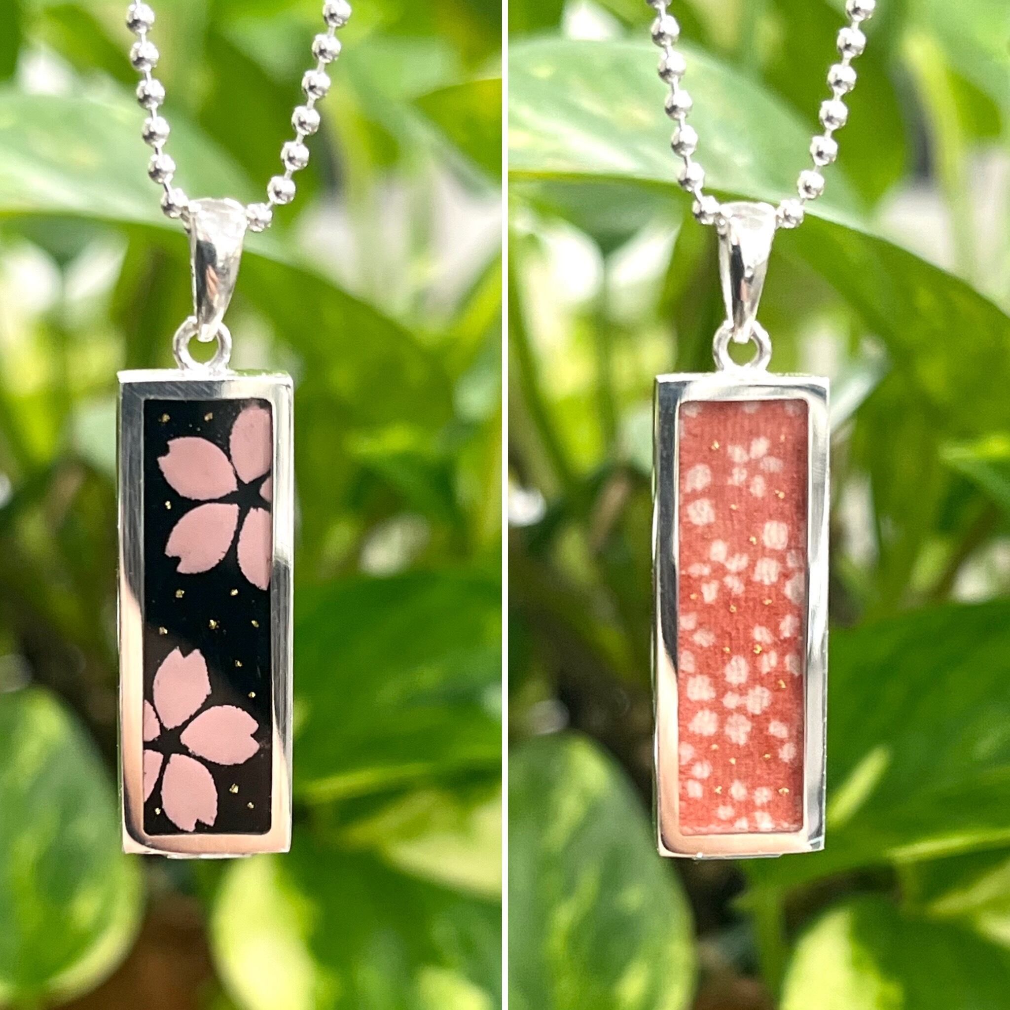 風車】 印傳 着物生地 和柄 リバーシブル シルバー ネックレス | 風 車