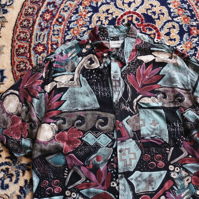 dark ambiance art pattern h/s rayon shirt