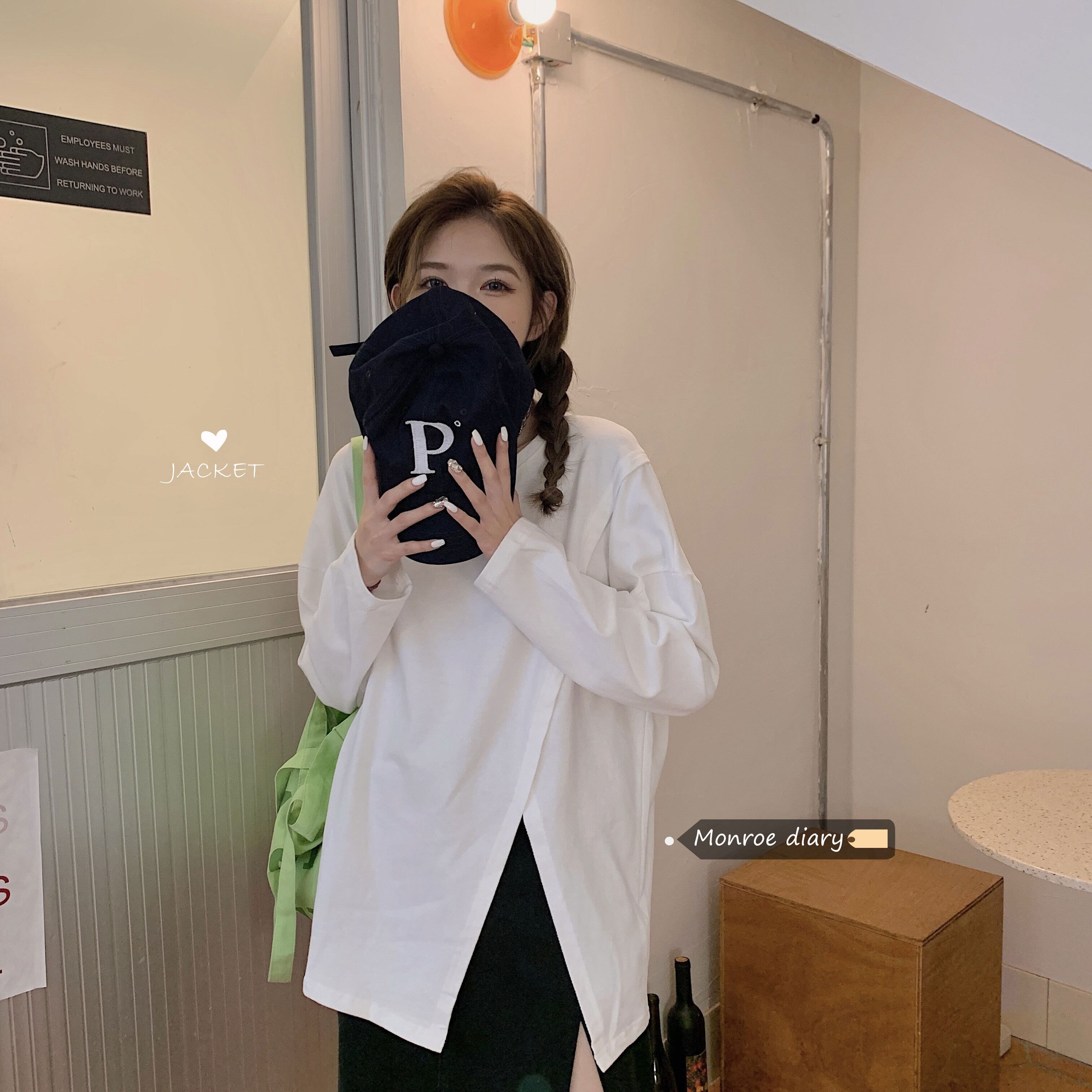 ホワイトルーズTシャツ シャツ オータム薄手サマー ロング 夏物 秋物 モンロー27204103896