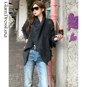 Asymmetry Wrap ニットカーディガン_T1540