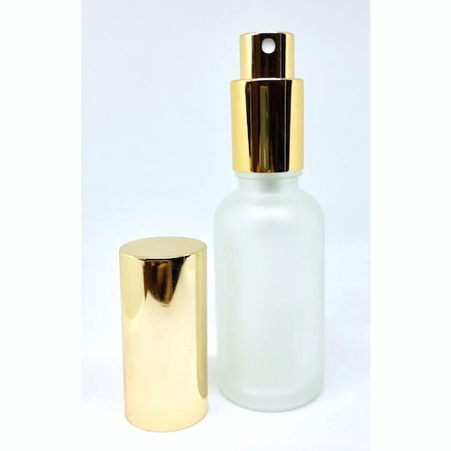 香水アロマ フロスト遮光瓶 スプレーボトル 30ml 精油 エッセンシャルオイル 【ゴールド キャップ付き】