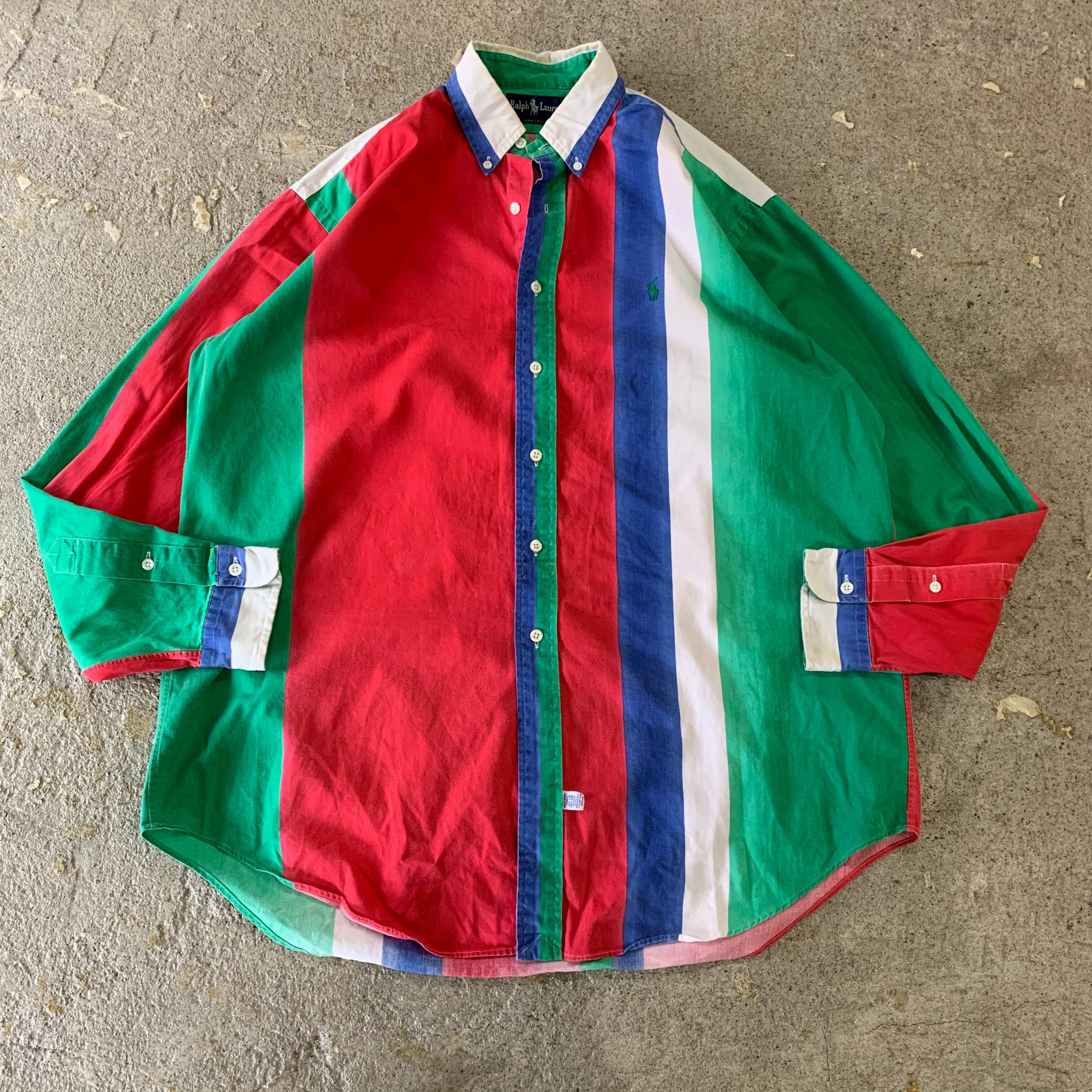 90s Ralph Lauren crazy pattern L/S stripe shirt | What