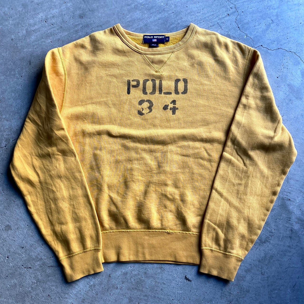 90年代 POLO SPORT RALPH LAUREN ポロスポーツ ラルフローレン ロゴステンシル スウェット メンズL-XL相当 古着 90s  ビンテージ ヴィンテージ プルオーバー トレーナー イエロー 黄色【スウェット】【AL2110】 | cave 古着屋【公式】古着通販サイト