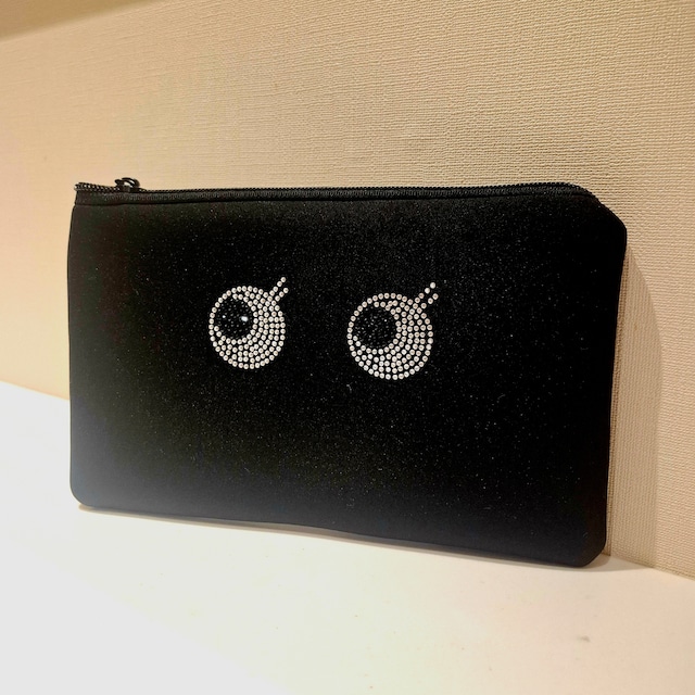 【SAMPLE SALE 】ラインストーン モチーフポーチ（ふかふかボンディング素材）