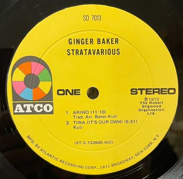 Ginger Baker "Stratavarious" LP EAD RECORD