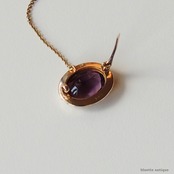 英国アンティークジュエリー 15ctゴールド 天然アメシスト 真珠 レースピン ブローチ（ソーティングメモ付）