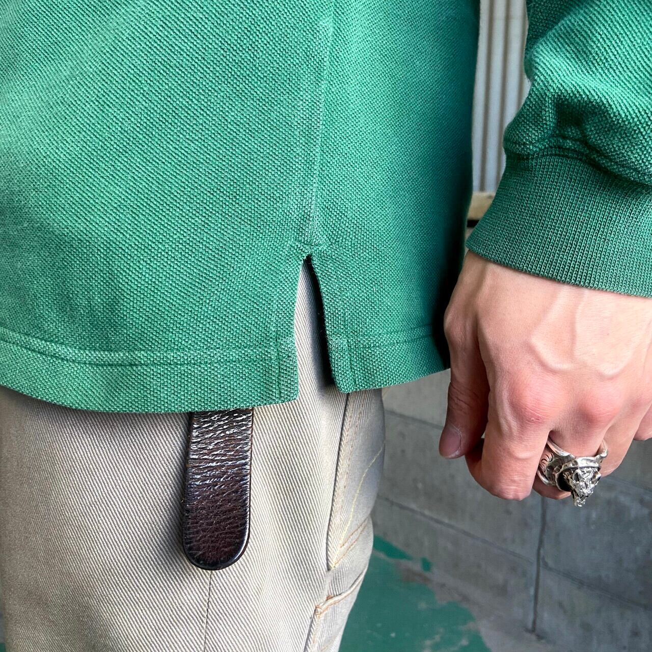 80年代後期 LACOSTE ラコステ 長袖ボーダー柄 ラガーシャツ メンズS