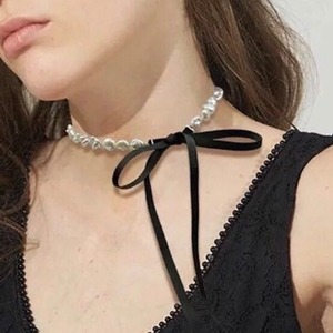 baroquepearl ribbon choker＜a230＞