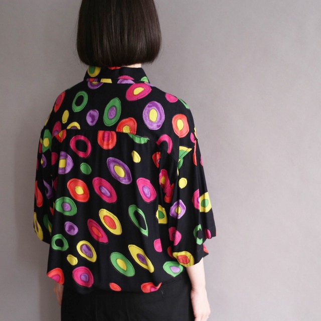 many art colorful circle h/s rayon shirt