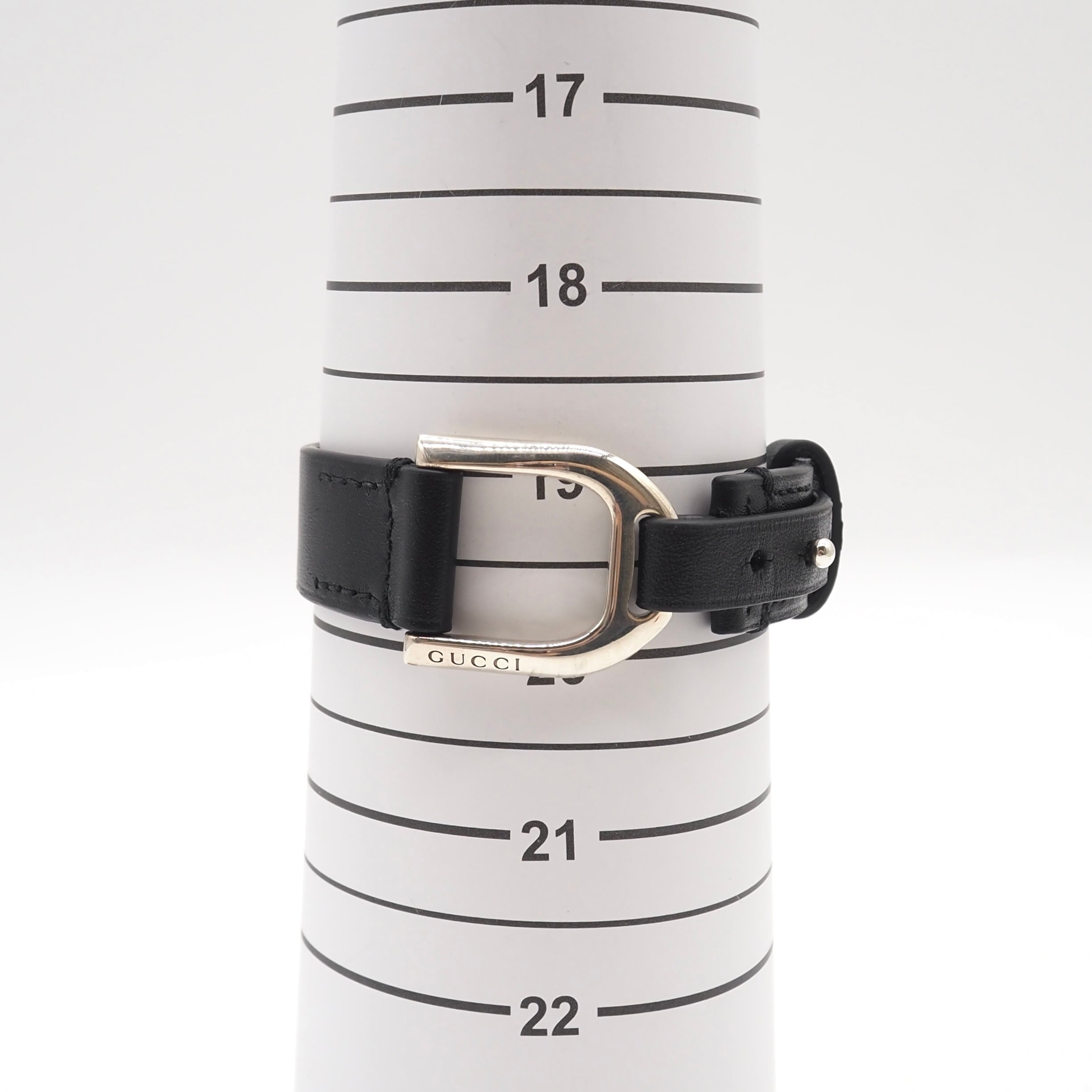 GUCCI スタッファ レザー ブレスレット ブラック シルバー 925 グッチ