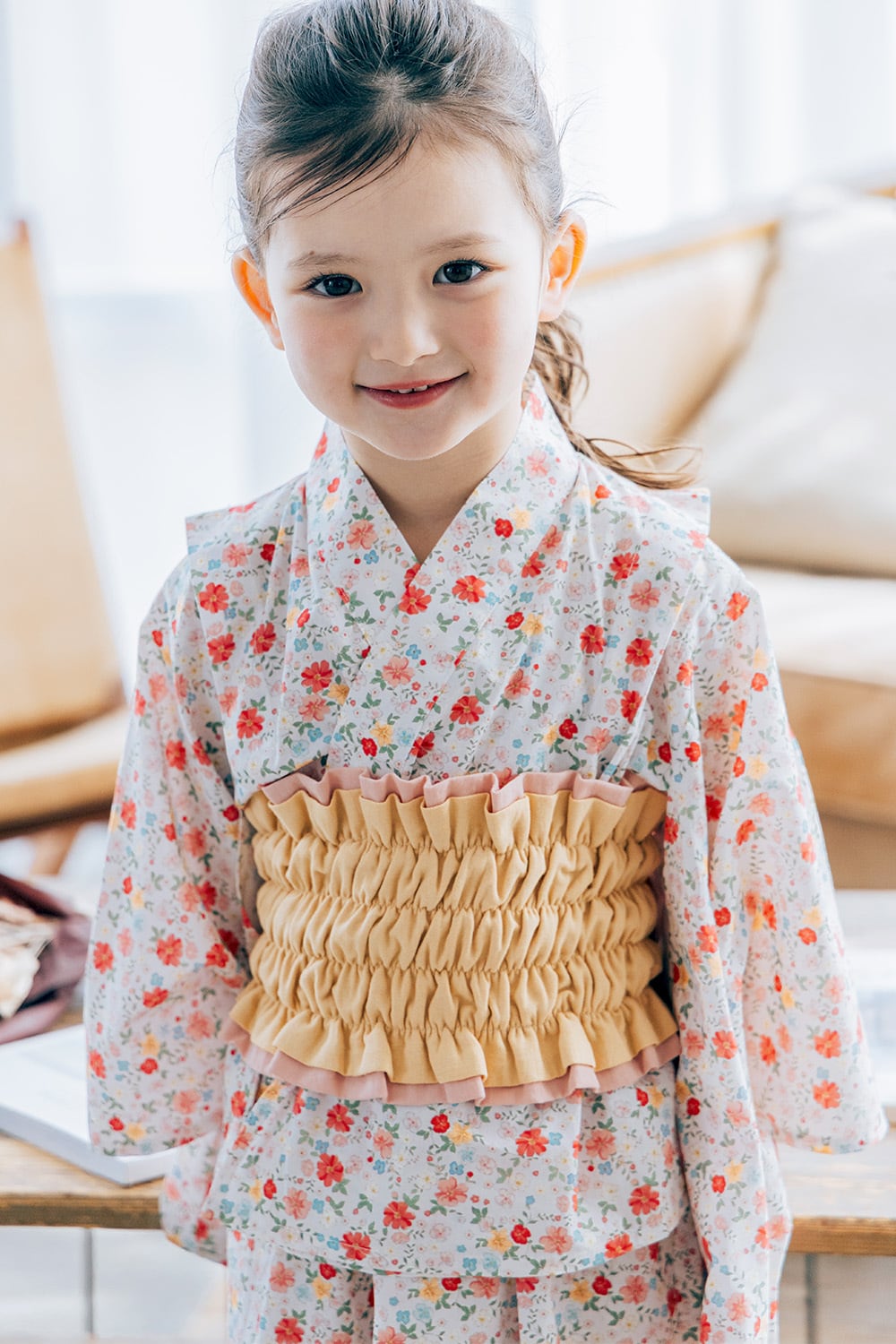 【3点set】YUKATA long dress〈pink flower〉