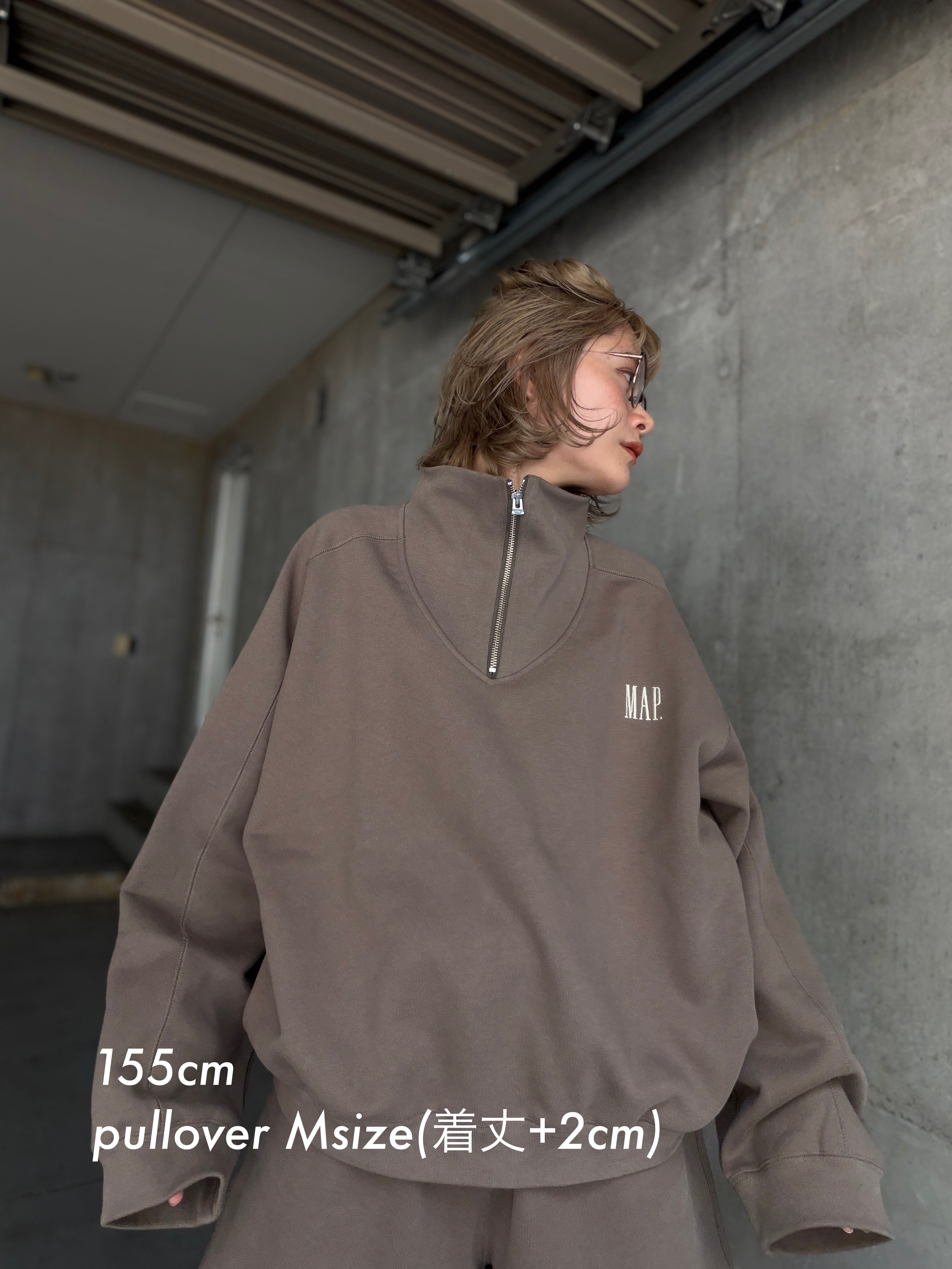 【map.】HALF ZIP SWEAT PULLOVER / BROWN