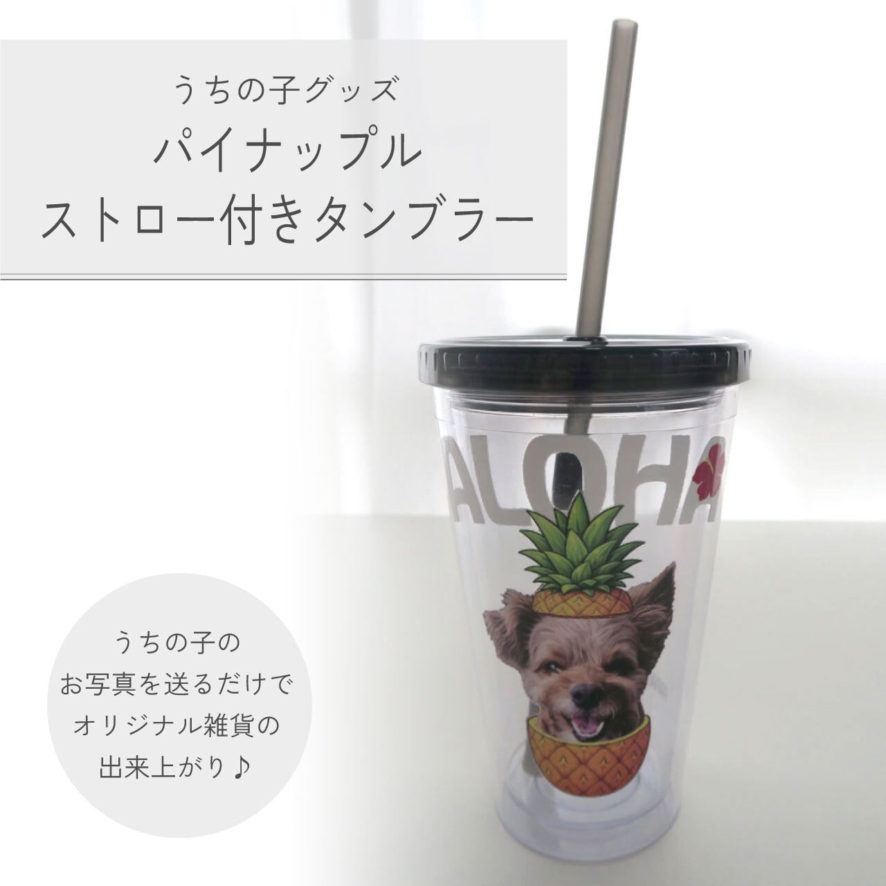 ペットがパイナップルに!ストロー付きタンブラー