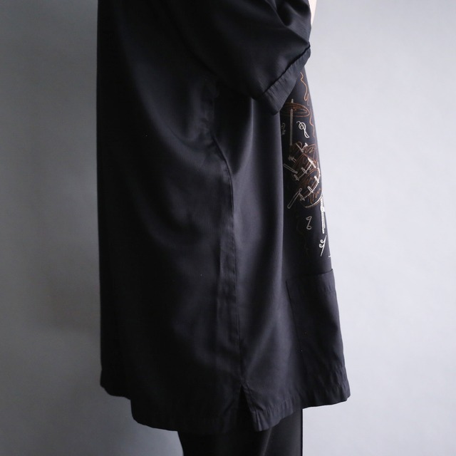 "楽器×刺繍" modern embroidery design double pocket loose h/s shirt jacket