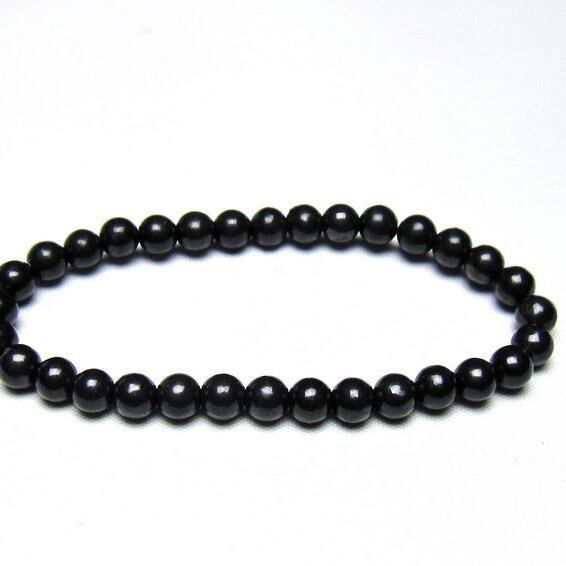 シュンガイト ブレスレット 6mm 一点物 メール便可 111-49631
