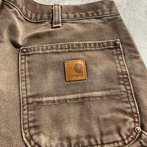USA生地製 ダークブラウン ダブルニー Carhartt B136 36×32 詳細写真2