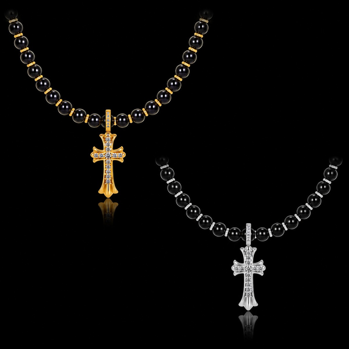 316L Black Shell Pearl × Swarovski Hawaiian Cross | ✯Lucliss