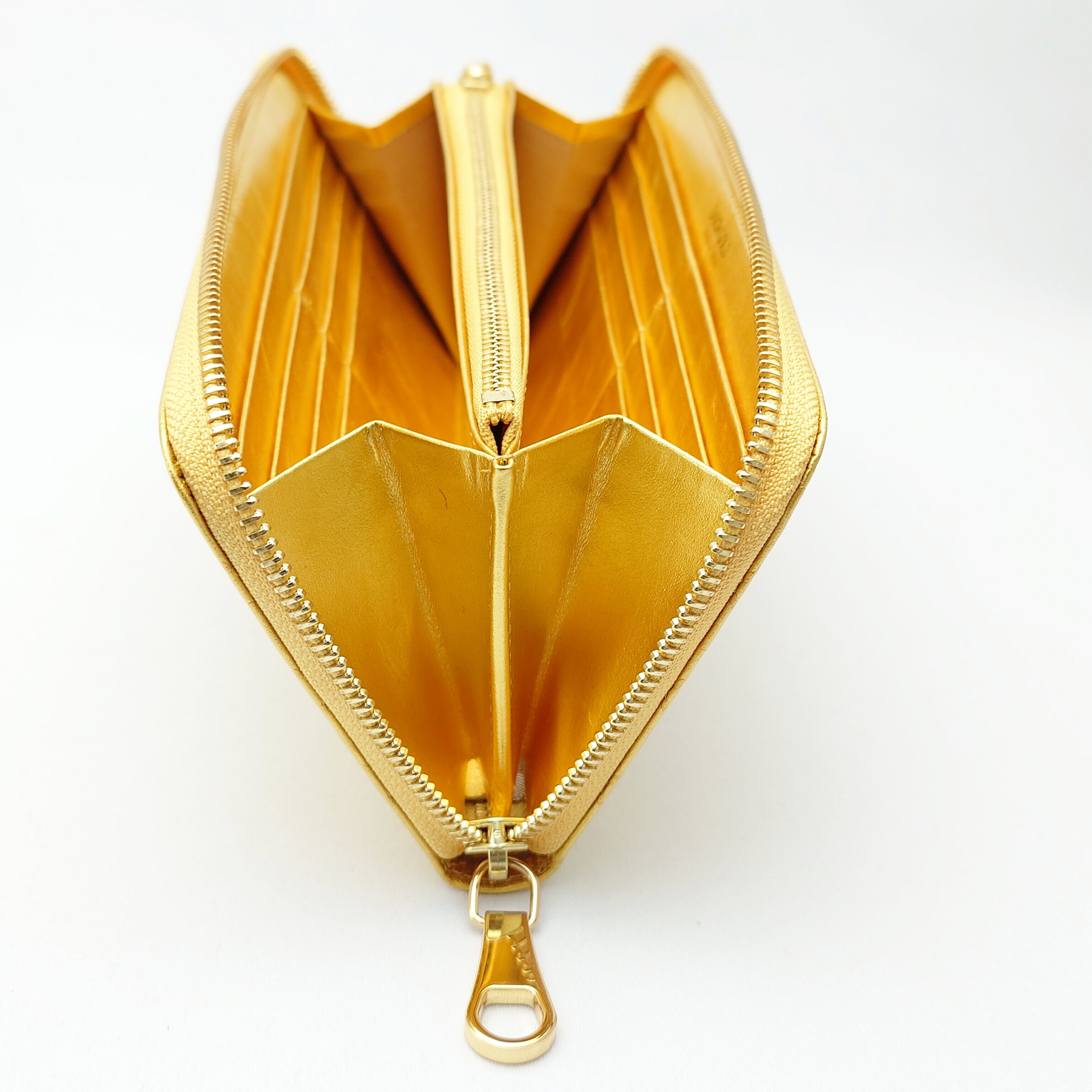 ラウンド長財布（A）金箔クロコダイル柄 ／ ゴールド財布 | EARSH GOLD