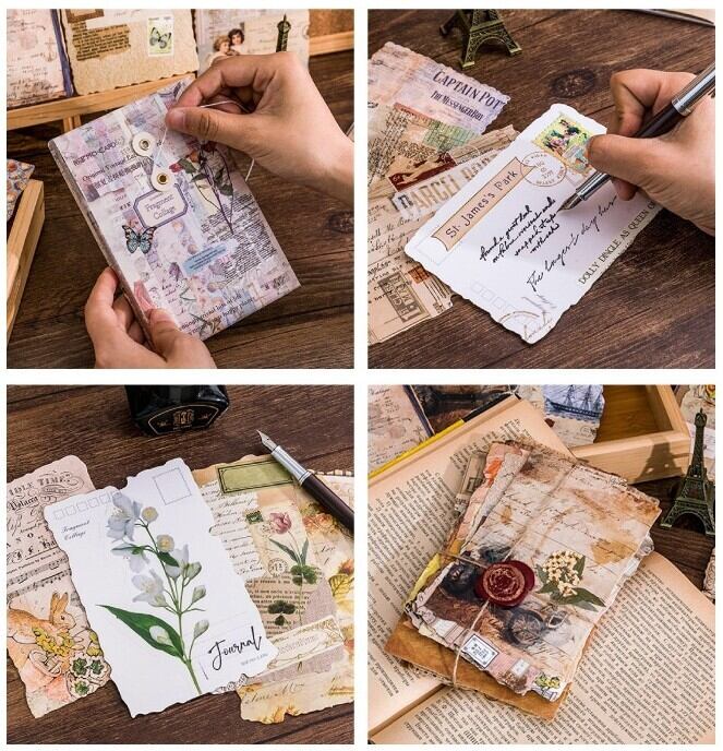 ビンテージ系ポストカード（規格外） かけらのコラージュ 30枚 海外製